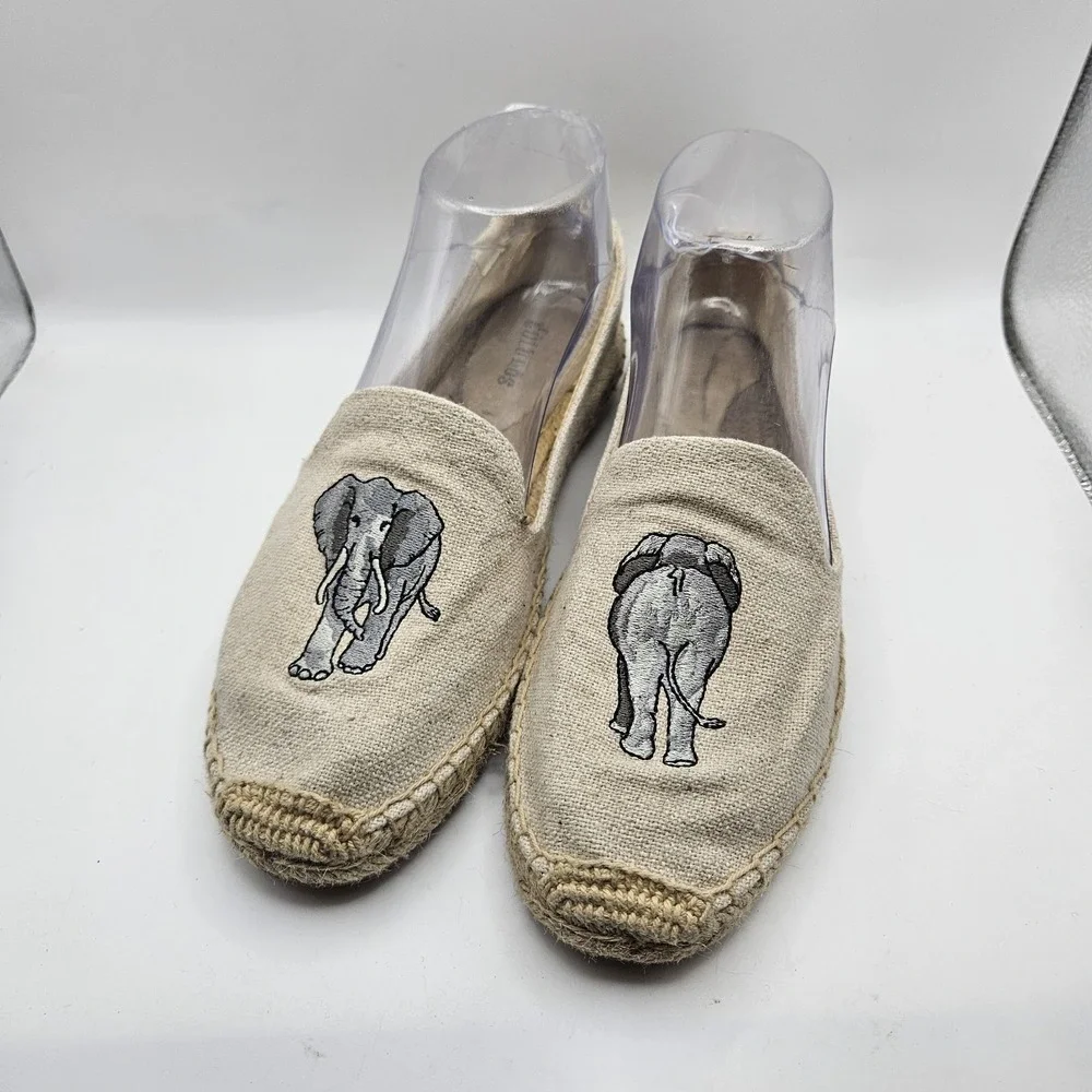 Soludos Womens Elephant Canvas Espadrilles Flats Shoes Beachy Vacation Sz 8
